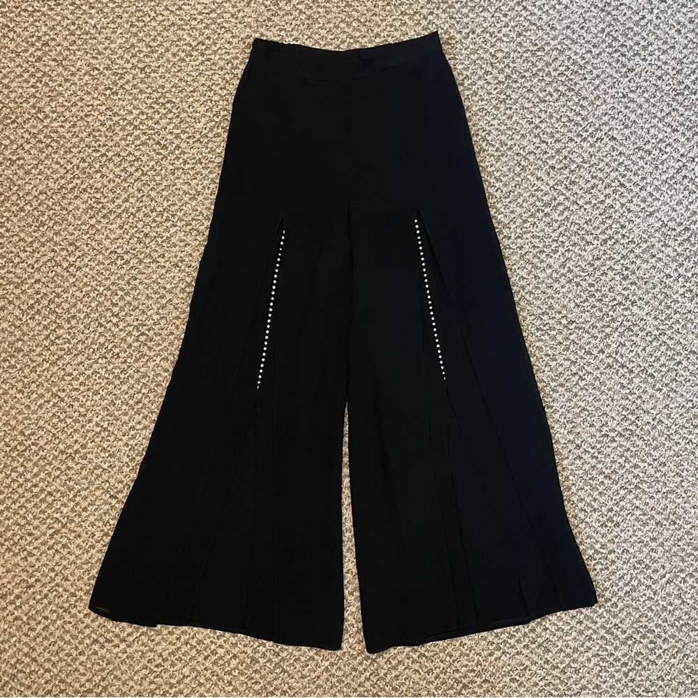 Vintage Ell Jay Collection Double Fabric Split Flare Pants with Rhinestones